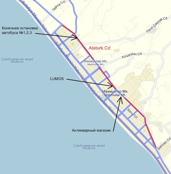 Карта махмутлар турция с отелями на русском языке